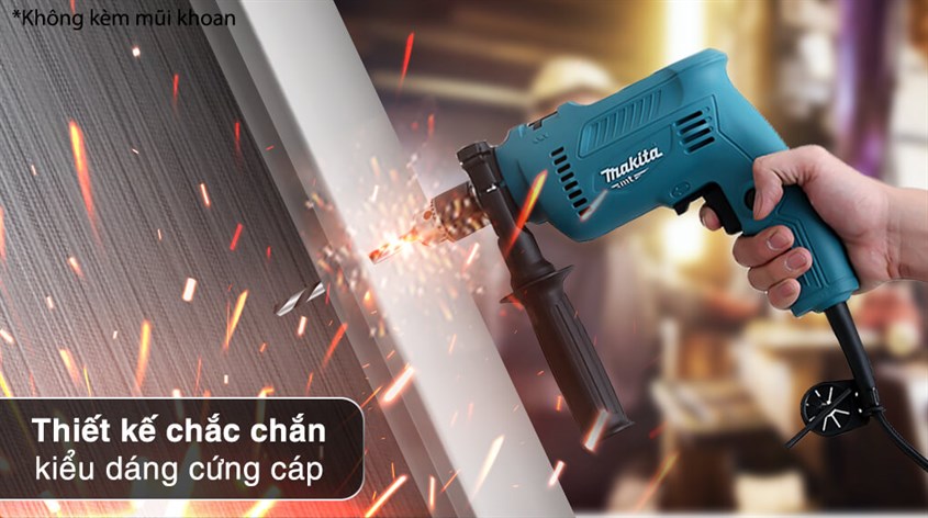 Máy khoan búa điện Makita M0800B 500W có công suất hoạt động cực mạnh, trọng lượng lớn thích hợp sử dụng trong các công xưởng, công trình xây dựng