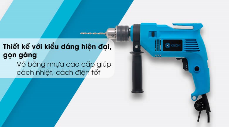 Máy khoan điện Kachi MK-212 550W sử dụng nguồn điện trực tiếp và cho công suất hoạt động mạnh mẽ