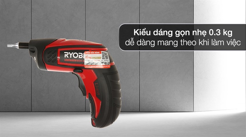 Máy vặn vít pin Ryobi BDX-2 3.6V với thiết kế nhỏ gọn, dễ dàng cầm nắm giúp quá trình thi công dễ dàng hơn 