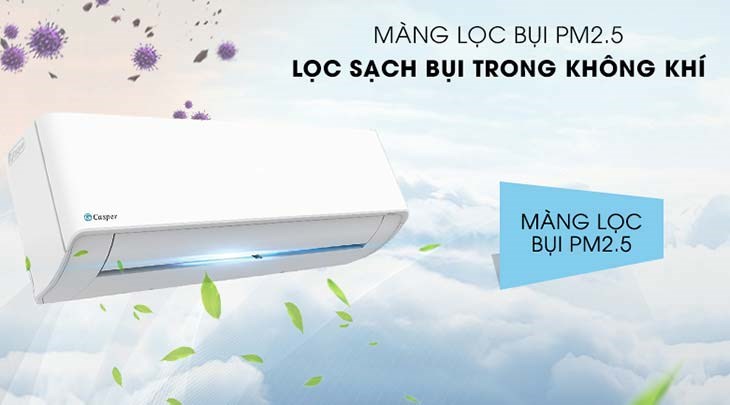 Máy lạnh Casper Inverter 2 HP IC-18TL32 trang bị màng lọc bụi mịn PM 2.5, lọc sạch bụi trong không khí