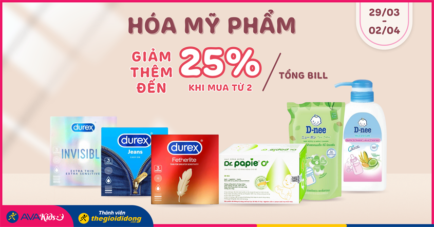 Hóa mỹ phẩm giảm thêm đến 25% trên tổng đơn khi mua bill từ 2 hộp