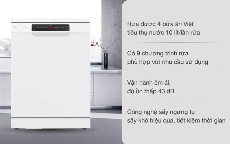 Những tính năng nổi trội của máy rửa chén độc lập Candy CDPN 4D620PW/E 