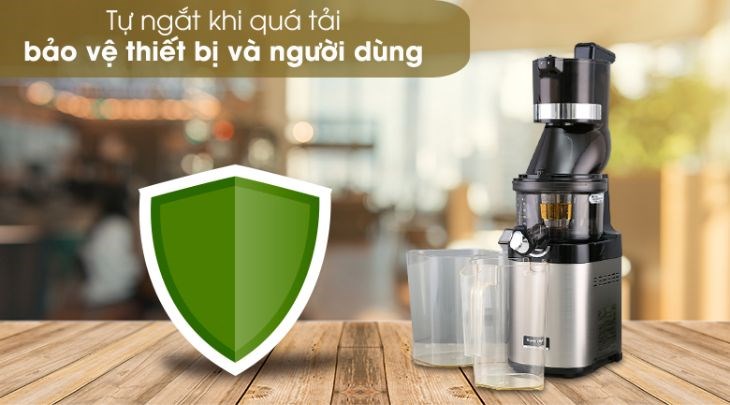 Máy ép trái cây Kuvings có thể hoạt động 24 giờ liên tục nhờ mô-tơ công nghiệp giúp cho thời gian vận hành lâu hơn mà máy không bị quá tải