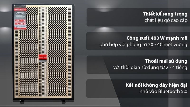 Loa Mobell 100 - 500W được thiết kế cho những phòng karaoke hoặc phòng hát có diện tích lớn.