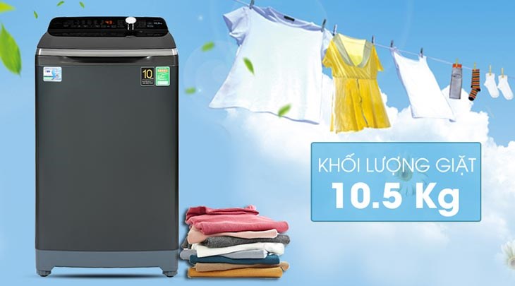 Máy giặt Aqua Inverter 10.5 KG AQW-DR105FT BK có chế độ giặt nhanh giúp loại bỏ vết bẩn nhẹ, mồ hôi hay bám bụi hiệu quả