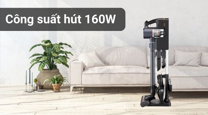 Máy hút bụi không dây LG A9N-Max cho lực hút lên tới 160W giúp hút sạch bụi bẩn, nhanh chóng