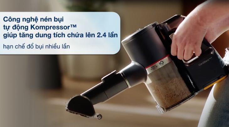 Máy hút bụi lau nhà LG A9K-Ultra sở hữu công nghệ nén bụi tự động Kompressor, giúp bạn không cần phải đổ hộp chứa bụi thường xuyên
