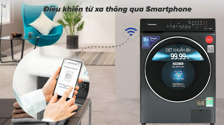 Điều khiển chức năng máy giặt Panasonic qua ứng dụng trên điện thoại dễ dàng