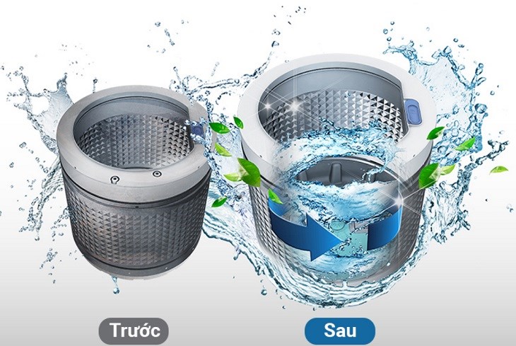 Chức năng tự vệ sinh lồng giặt giúp lồng giặt được sạch sẽ và nâng cao hiệu quả giặt tốt hơn
