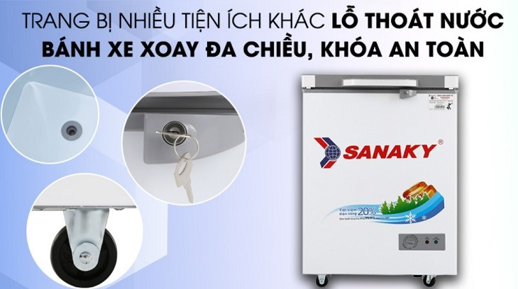 Tủ đông Sanaky 100 lít VH-1599HYK trang bị nhiều tiện ích nhỏ tiện lợi cho việc sử dụng