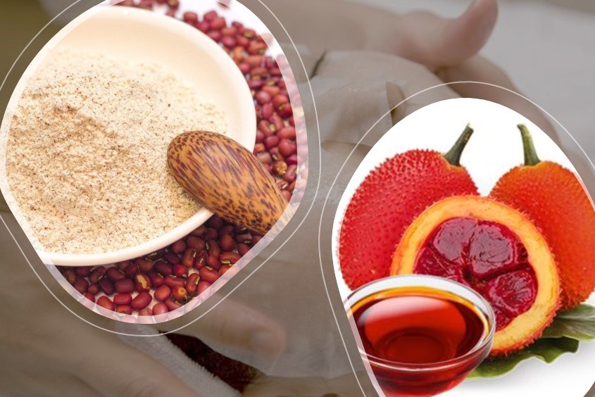 Cách làm mặt nạ gấc với bột đậu đỏ giúp tẩy sạch tế bào chết ngoài da và kháng viêm cực tốt
