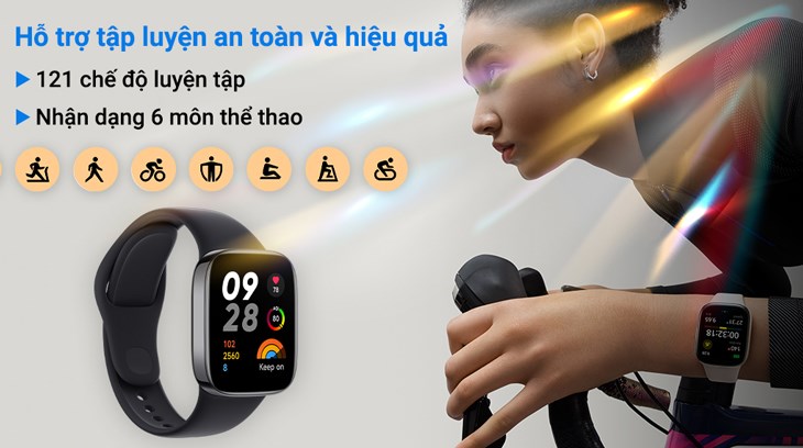 Xiaomi Redmi Watch 3 được trang bị 121 chế độ luyện tập cho phép bạn lựa chọn linh hoạt tùy theo tình trạng thể chất để cải thiện sức khỏe tốt hơn