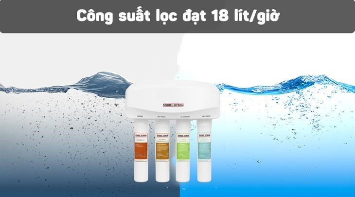 Máy lọc nước RO Stiebel Eltron Glacier 4 lõi có công suất lọc tối đa 18 lít/giờ, mang đến nguồn nước sạch dồi dào cho gia đình bạn dùng hằng ngày