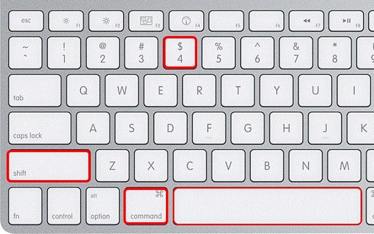 Nhấn tổ hợp phím tắt Command + Shift + 4 + Spacebar