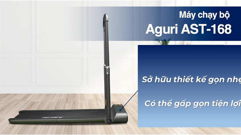 Máy chạy bộ Aguri AST-168 với công suất 1.25 HP, có thể gấp gọn tiện lợi, phù hợp không gian gia đình nhỏ hẹp Máy chạy bộ Aguri AST-168 với công suất 1.25 HP, có thể gấp gọn tiện lợi, phù hợp không gian gia đình nhỏ hẹp