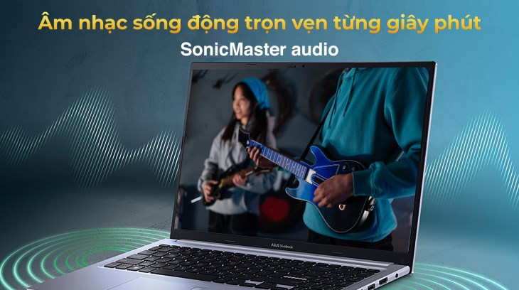 Laptop Asus Vivobook 15 X1502ZA i5 1240P/8GB/512GB/Win11 (EJ120W) sở hữu công nghệ SonicMaster Audio mang đến cho bạn phút giây thư giản
