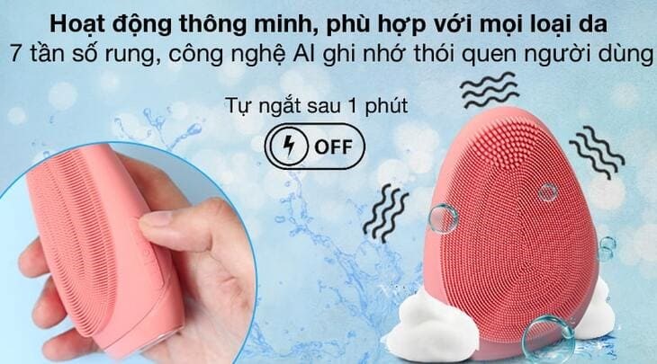 Máy rửa mặt và massage Emmié So Sweet sở hữu chế độ tự động tắt sau 1 phút hoạt động giúp tăng tuổi thọ máy và an toàn cho làn da