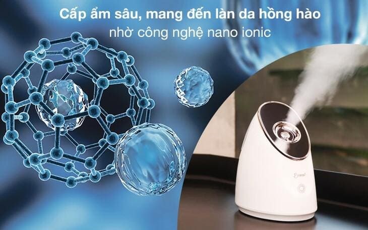 Máy xông hơi mặt Nano Ionic Emmié MC-109 có công nghệ Nano Ionic giúp làm sạch sâu, hỗ trợ tuần hoàn máu, cho làn da hồng hào, căng mịn