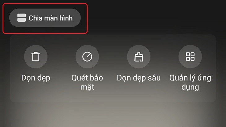 Nhấn vào phím Chia đôi màn hình