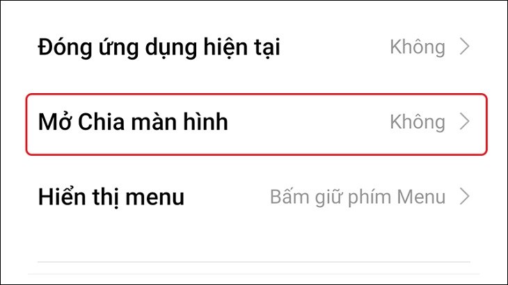 Chọn Mở chia màn hình