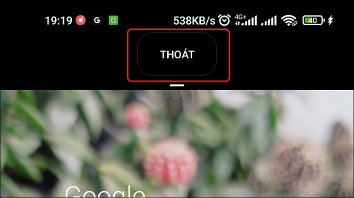 Nhấn chữ “Thoát” trên màn hình