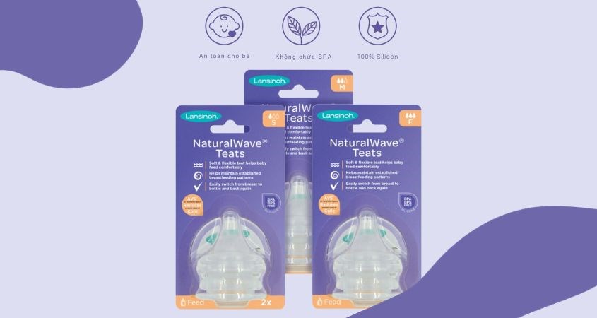 Bộ 2 núm ti Lansinoh cổ rộng size S (0 - 3 tháng)