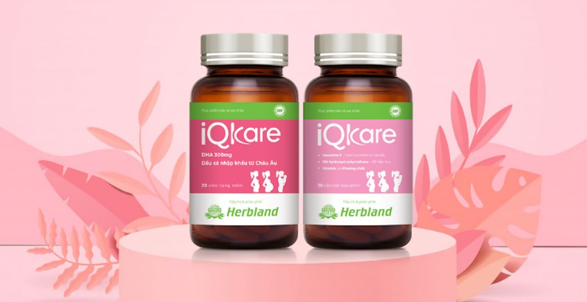 Bộ 2 lọ viên uống Herbland IQKARE bổ sung vitamin và khoáng chất 30 viên