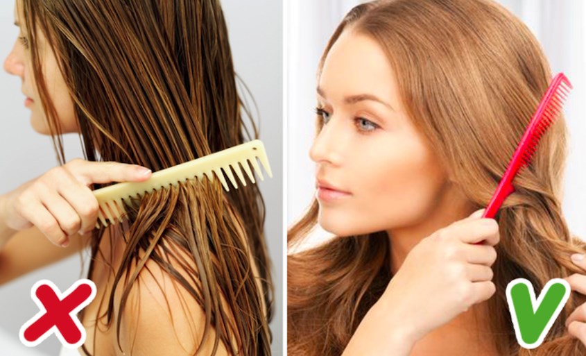 Chải tóc đúng cách và không chải tóc khi tóc còn ướt