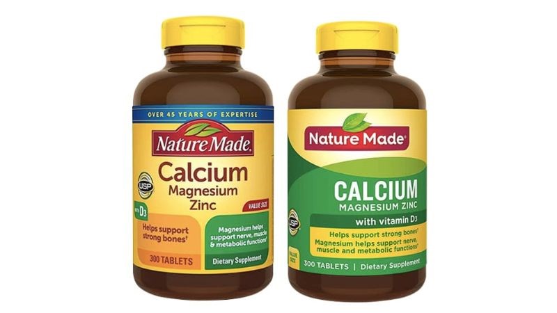 Viên uống Nature Made Calcium Magnesium Zinc With D3 cung cấp 333 mg canxi