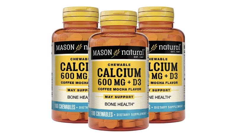 Viên uống Mason Natural Chewable Calcium 600 Mg + D3 cung cấp 600mg canxi