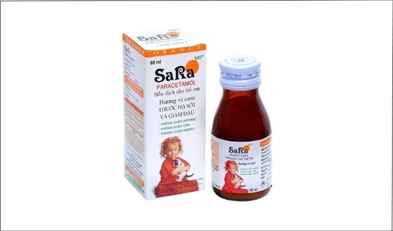 Hỗn dịch uống Sara hương cam 250mg/5ml giảm đau, hạ sốt 