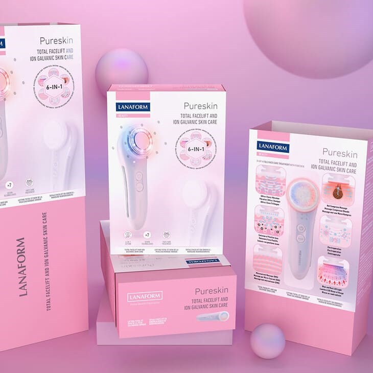 Máy massage mặt đẩy tinh chất 6 trong 1 Lanaform Pureskin LA131312 được trang bị 7 công nghệ chăm sóc da tiên tiến