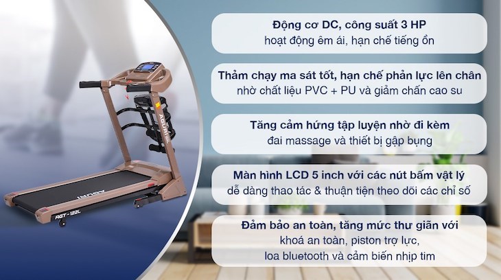 Máy Chạy Bộ Aguri AGT-122L có công suất động cơ 3 HP