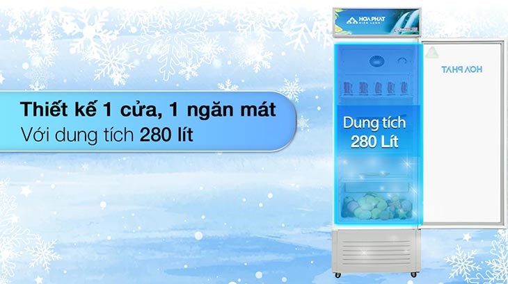 Tủ mát Hòa Phát 280 Lít HSC 700F1R1 trang bị dung tích sử dụng 280 lít đáp ứng tốt nhiều nhu cầu sử dụng