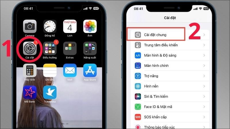Vào Cài đặt > Chọn Cài đặt chung Vào Cài đặt > Chọn Cài đặt chung