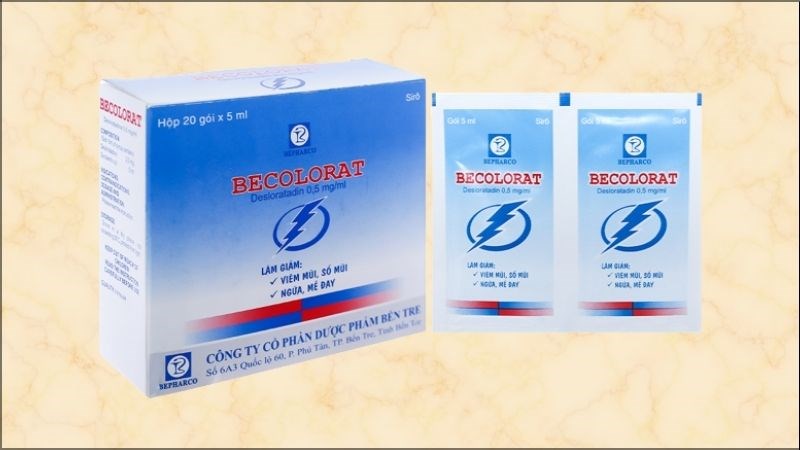 Siro Becolorat 2.5mg/5ml trị viêm mũi dị ứng, mày đay (20 gói x 5ml)