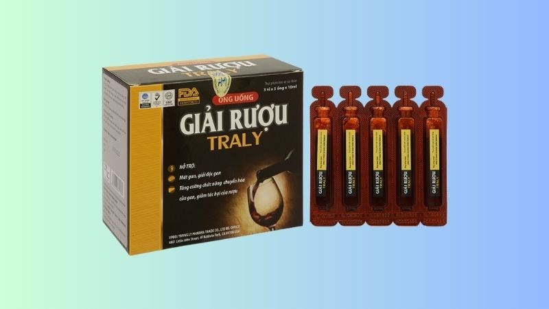 Ống uống Giải Rượu Traly hỗ trợ giải độc gan hộp 15 ống x 10ml