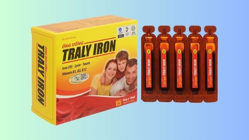 Siro Traly Iron bổ sung sắt, vitamin và khoáng chất hộp 15 ống x 10ml