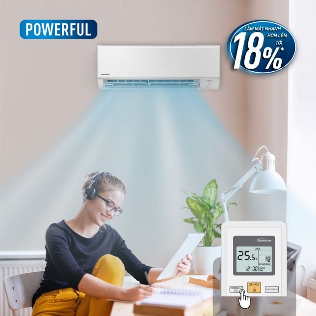 Chế độ  Powerful làm mát phòng nhanh hơn 18%, giúp giảm nhiệt tức thì trong những ngày oi bức.