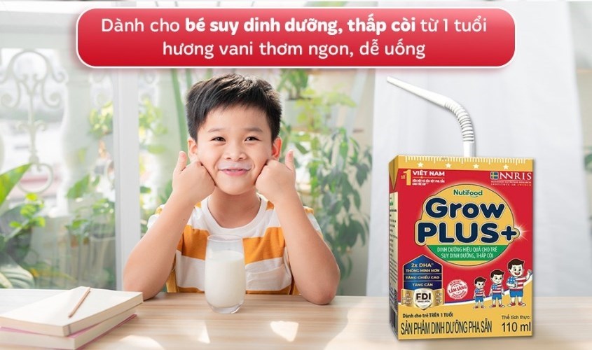 Sữa pha sẵn Nutifood GrowPLUS+ hương vani 110 ml