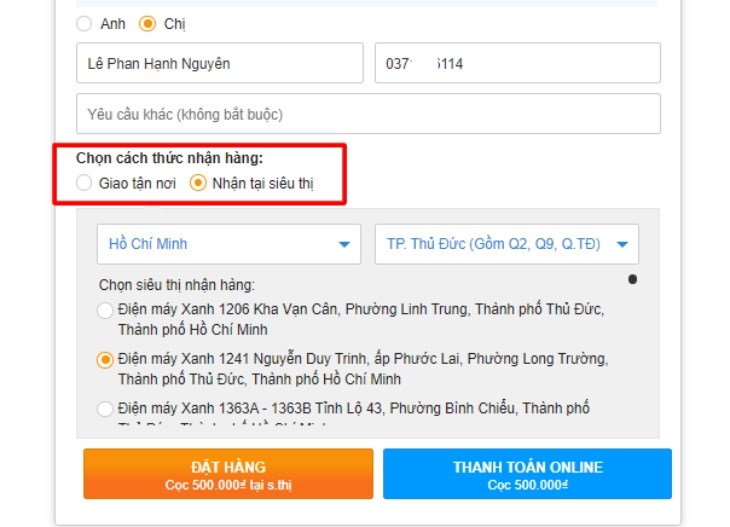 Cung cấp thông tin của bạn