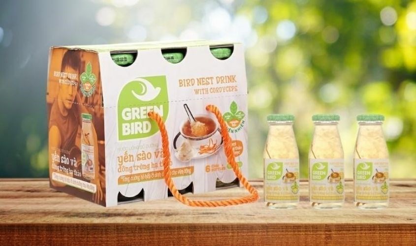 Lốc 6 chai nước yến sào đông trùng hạ thảo Green Bird 185 ml