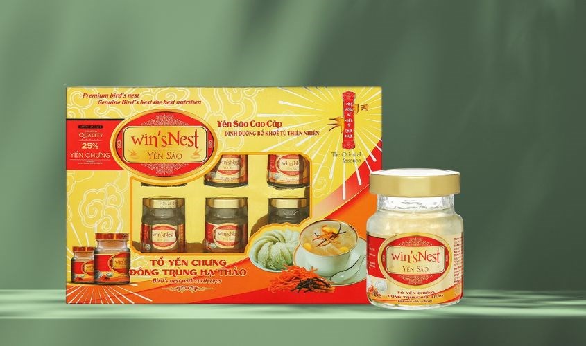 Hộp 6 hũ nước yến chưng đông trùng hạ thảo Win