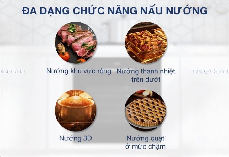 Lò nướng âm Bosch HBS534BB0B 71 lít có nhiều chức năng nấu nướng hỗ trợ chế biến đa dạng món ăn cho gia đình bạn