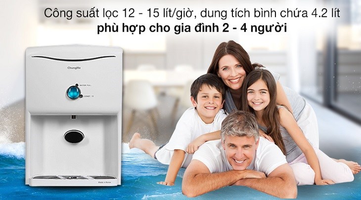 Máy lọc nước RO ChungHo CHP-1270D 4 lõi có công suất lọc 12 -15 lít/ giờ