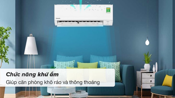 Máy lạnh Panasonic Inverter 1 HP CU/CS-PU9ZKH-8M trang bị chức năng khử ẩm, giúp căn phòng khô thoáng