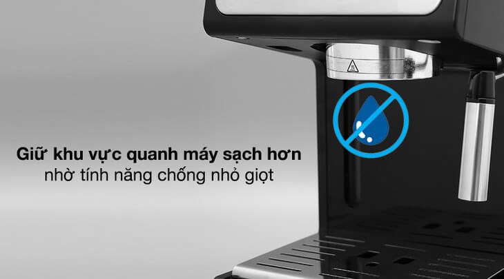 Máy pha cà phê Delonghi hỗ trợ chức năng chống nhỏ giọt, giúp hạn chế cà phê nhiễu ra từ vòi