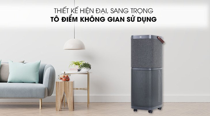 Máy lọc không khí Electrolux PA91-606DG 41W được bao phủ bởi tông màu xám nhã nhặn, làm tăng nét sang trọng cho không gian đặt máy