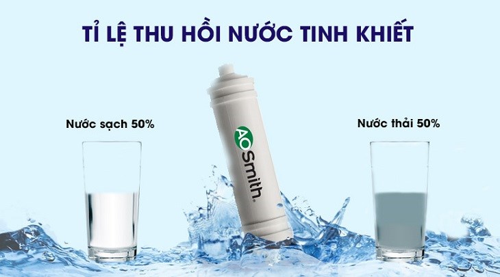 Máy lọc nước RO AOSmith M2 5 lõi có tỷ lệ thu hồi nước tinh khiết 1:1
