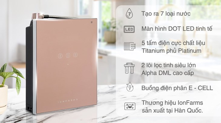 Máy lọc nước ion kiềm IonFarms Alpha-1500 2 lõi 5 tấm điện cực được bán với giá 45 triệu đồng (cập nhật 07/04/2023, có thể thay đổi theo thời gian)